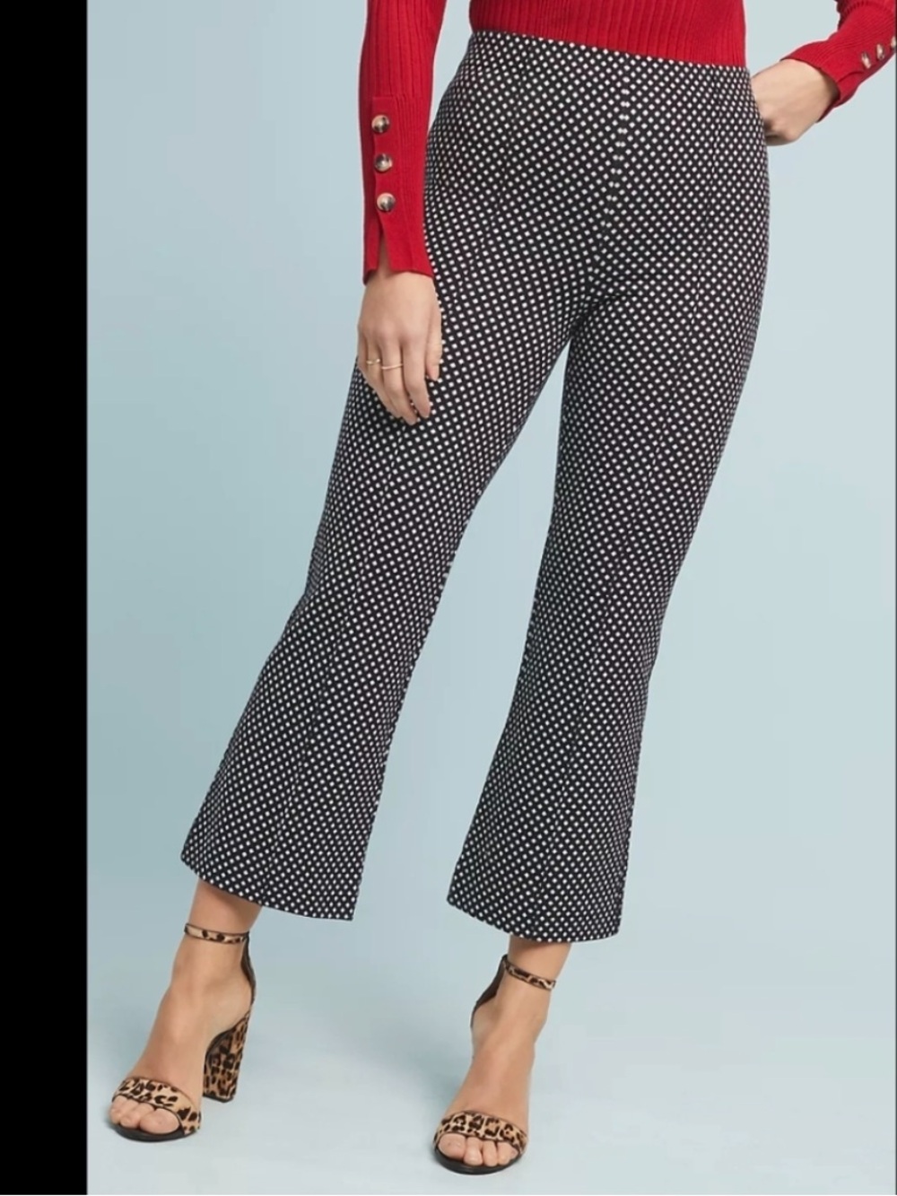 Anthropologie The Essential Crop Pants Flare Diamond Print Trouser Size Small - Picture 11 of 11